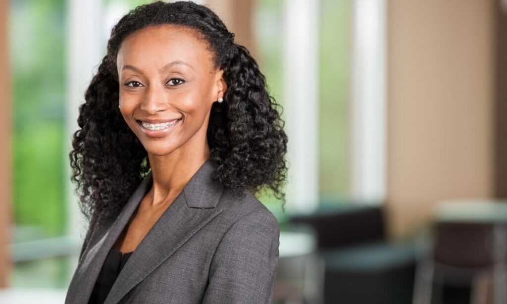 Young African-American Woman Posing For Her Corporate Headshot
